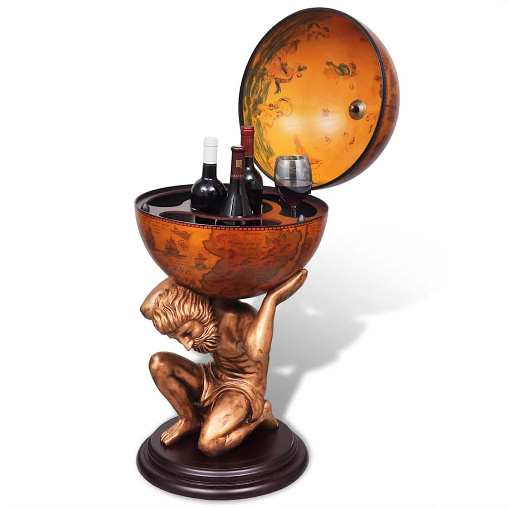 vidaXL Globe Bar Wine Stand Atlas Design 42x42x85 cm 2