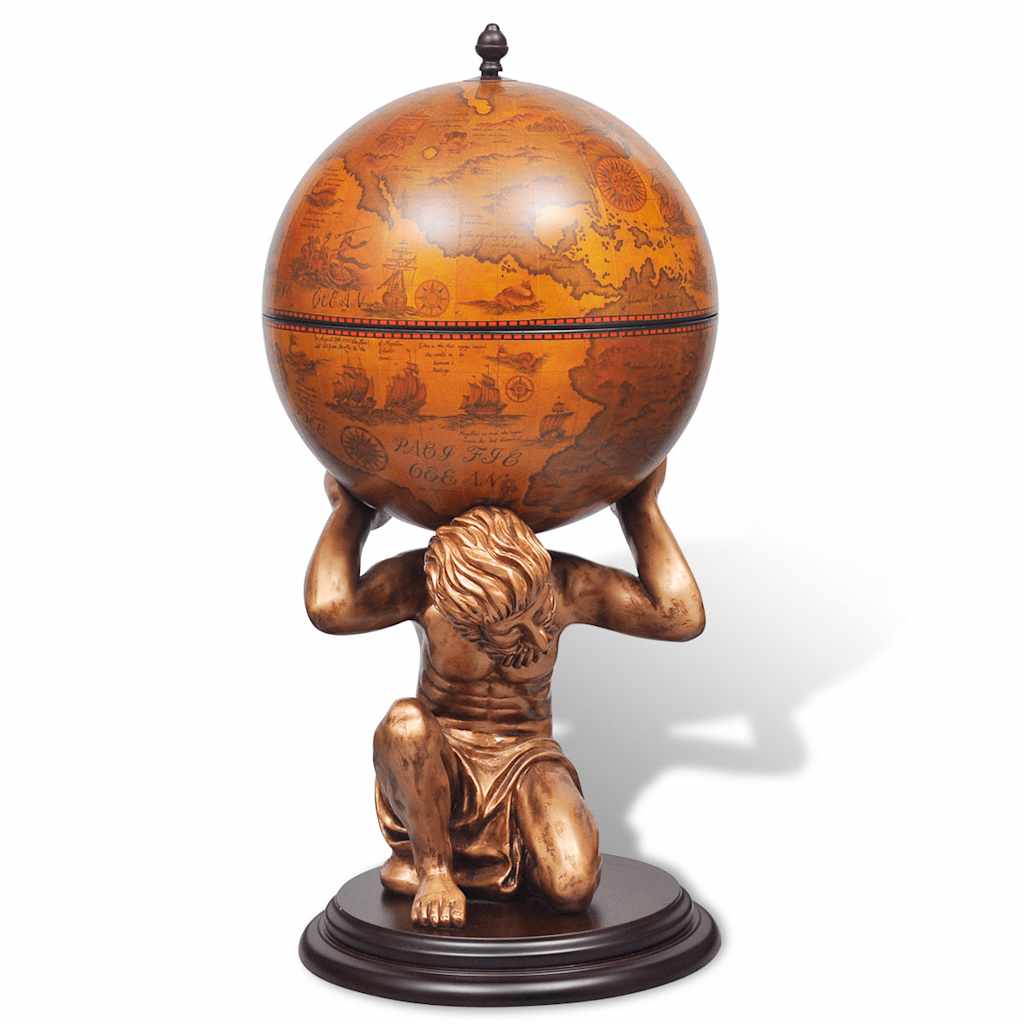 vidaXL Globe Bar Wine Stand Atlas Design 42x42x85 cm 3