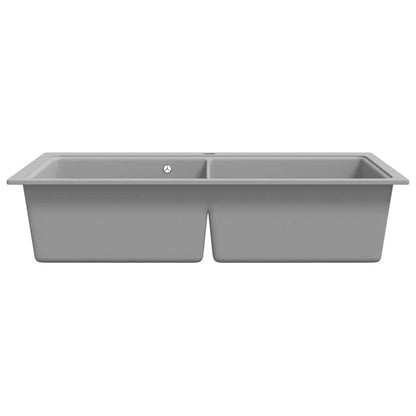 Overmount Kitchen Sink Double Basin Granite Grey