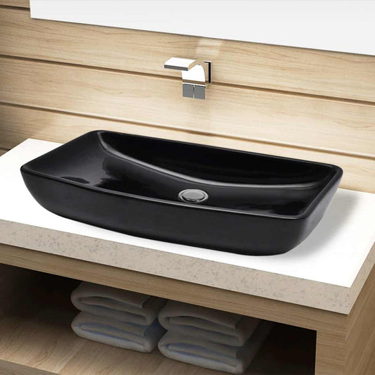 Ceramic Bathroom Sink Basin Rectangular Black