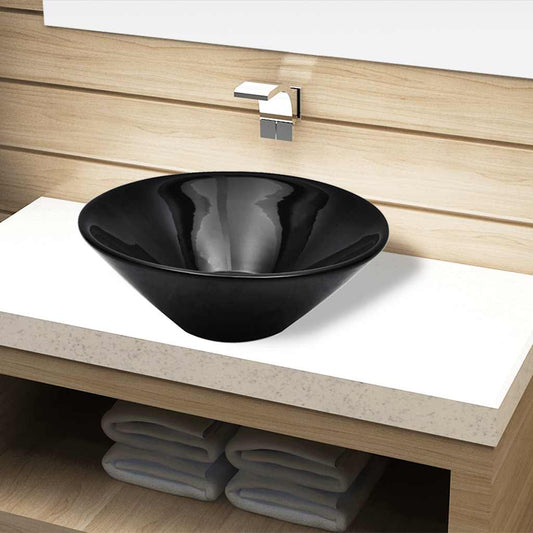 Wash Basin 42x14 cm Ceramic Black