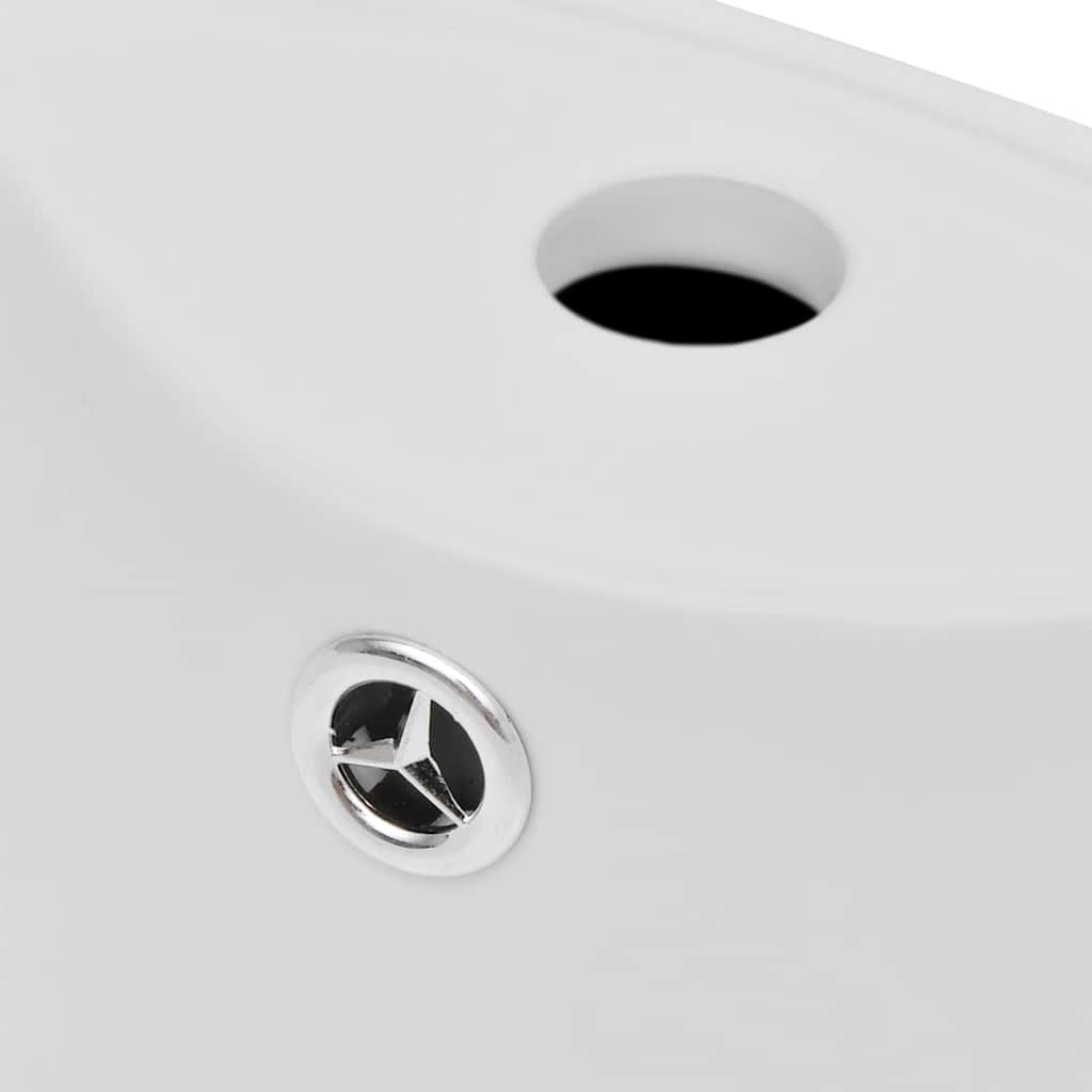 141942 Ceramic Stand Bathroom Sink Basin Faucet/Overflow Hole White Round 6