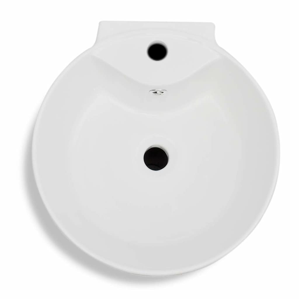 141942 Ceramic Stand Bathroom Sink Basin Faucet/Overflow Hole White Round 5