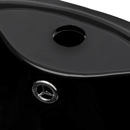 141943 Ceramic Stand Bathroom Sink Basin Faucet/Overflow Hole Black Round 6