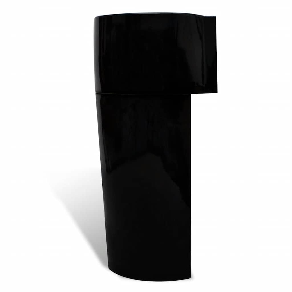 141943 Ceramic Stand Bathroom Sink Basin Faucet/Overflow Hole Black Round 4
