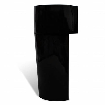 141943 Ceramic Stand Bathroom Sink Basin Faucet/Overflow Hole Black Round 4