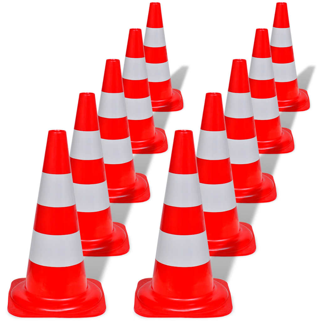 Reflective Traffic Cones Red and White 50 cm Without chain 10