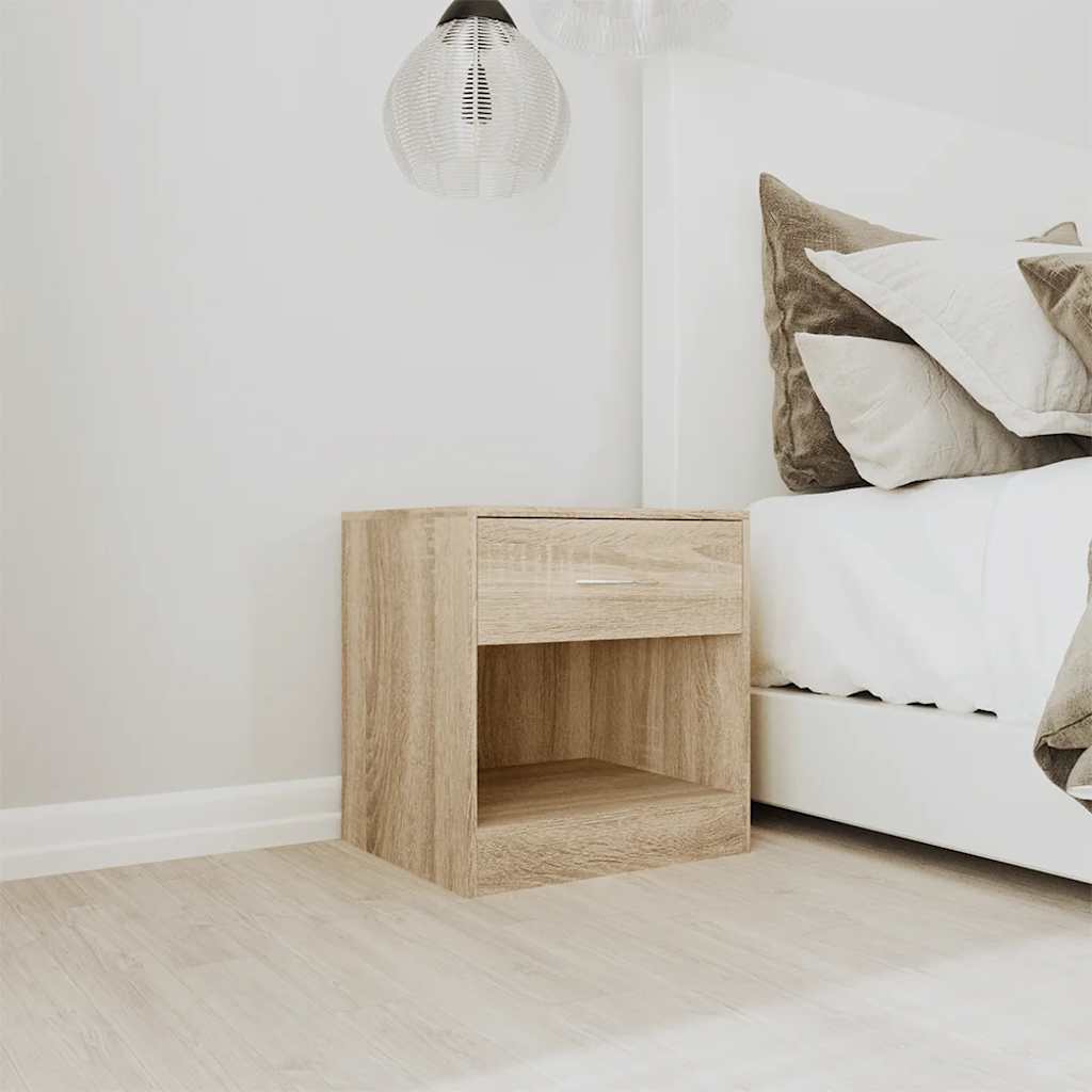Bedside Cabinets 2 pcs with Drawer Brown