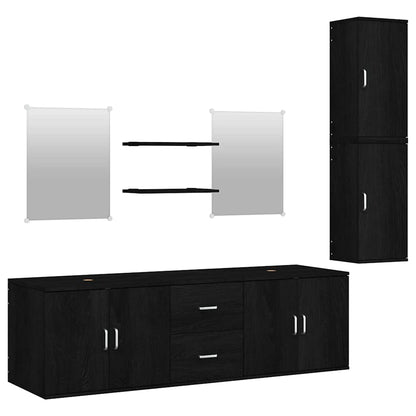 vidaXL 7 Piece Bathroom Furniture Set Black Engineered Wood 2