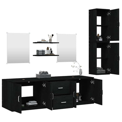 vidaXL 7 Piece Bathroom Furniture Set Black Engineered Wood 3
