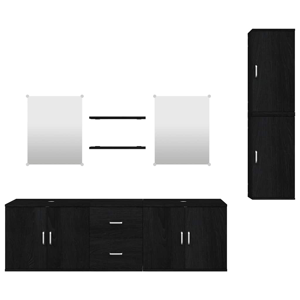 vidaXL 7 Piece Bathroom Furniture Set Black Engineered Wood 4