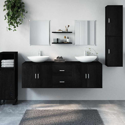 vidaXL 7 Piece Bathroom Furniture Set Black Engineered Wood 1