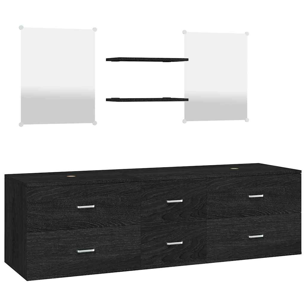 vidaXL 5 Piece Bathroom Furniture Set Black Engineered Wood 2