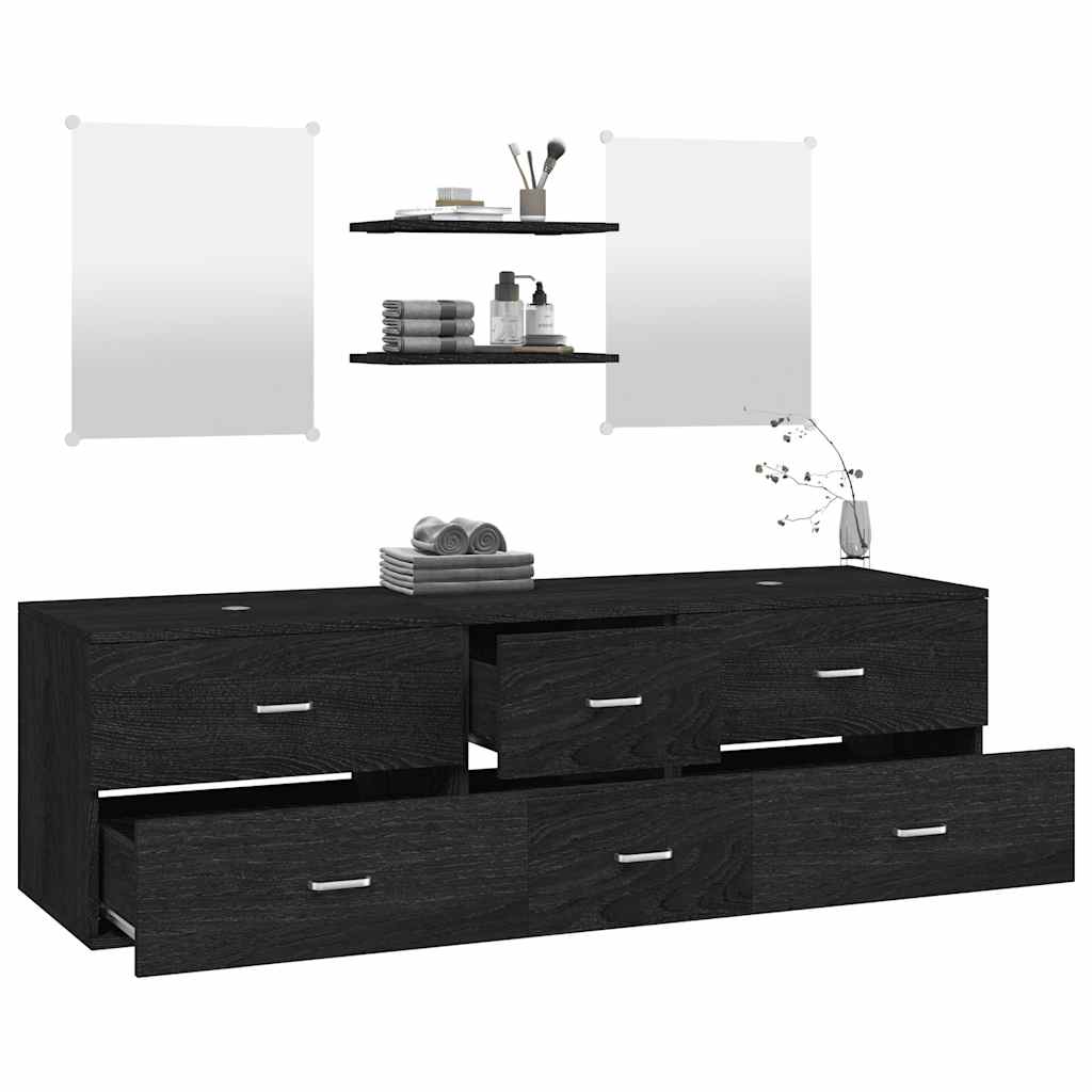vidaXL 5 Piece Bathroom Furniture Set Black Engineered Wood 3