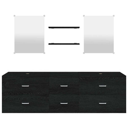 vidaXL 5 Piece Bathroom Furniture Set Black Engineered Wood 4