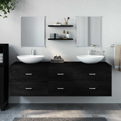 vidaXL 5 Piece Bathroom Furniture Set Black Engineered Wood 1