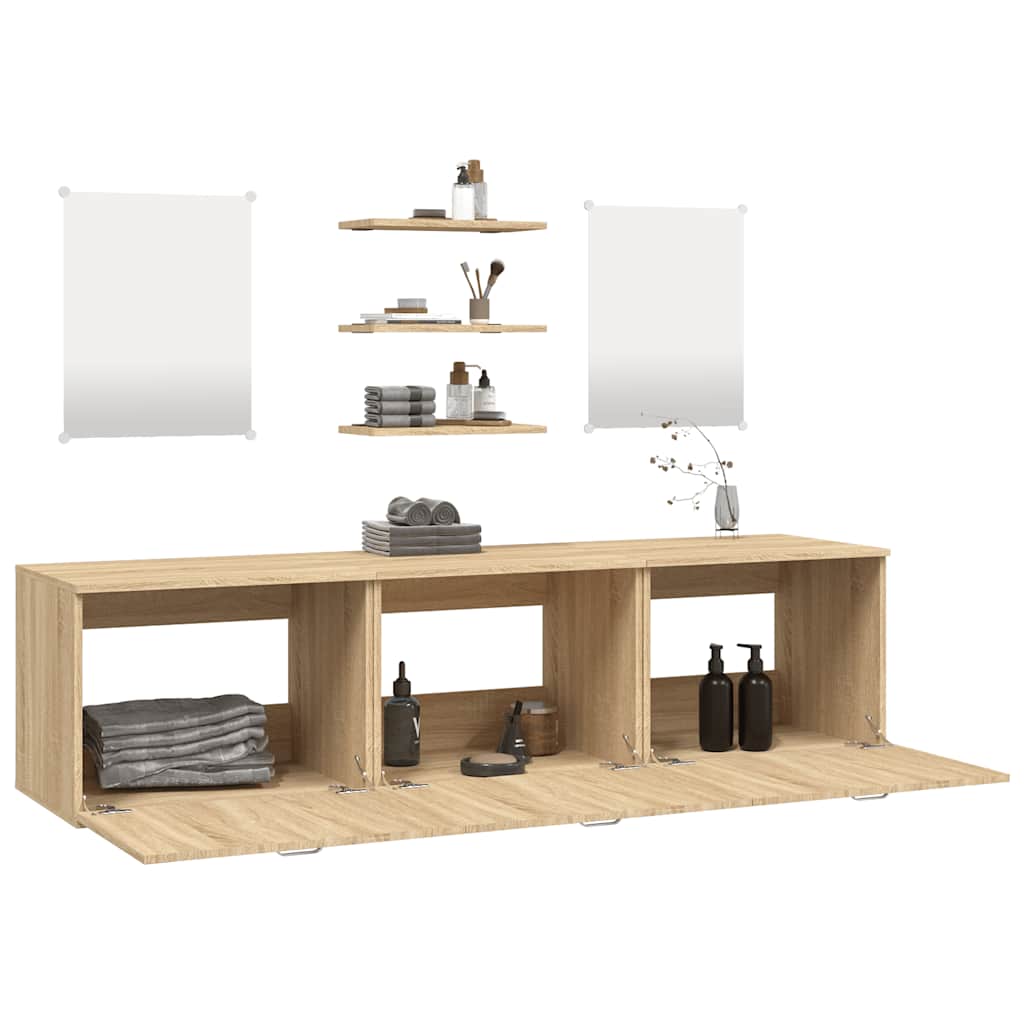 vidaXL 6 Piece Bathroom Furniture Set Oak Engineered Wood 3
