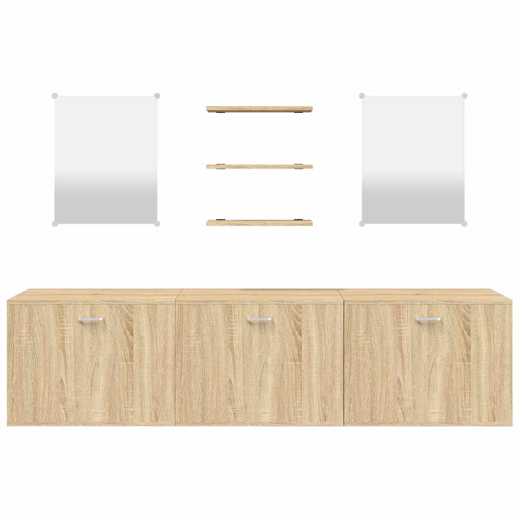 vidaXL 6 Piece Bathroom Furniture Set Oak Engineered Wood 4