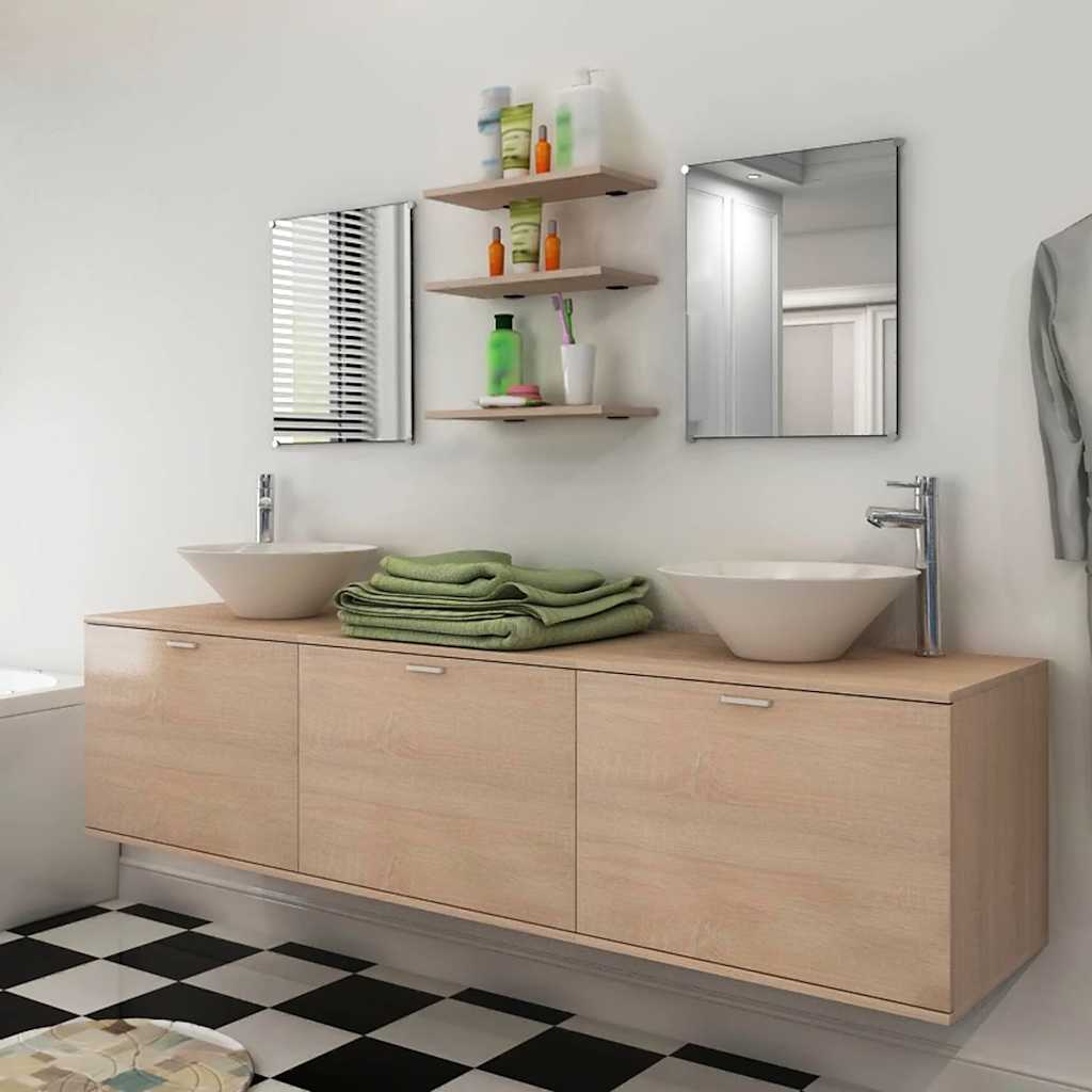 Nine Bathroom Furniture and Basin Beige Depth 45 cm 180 cm 8