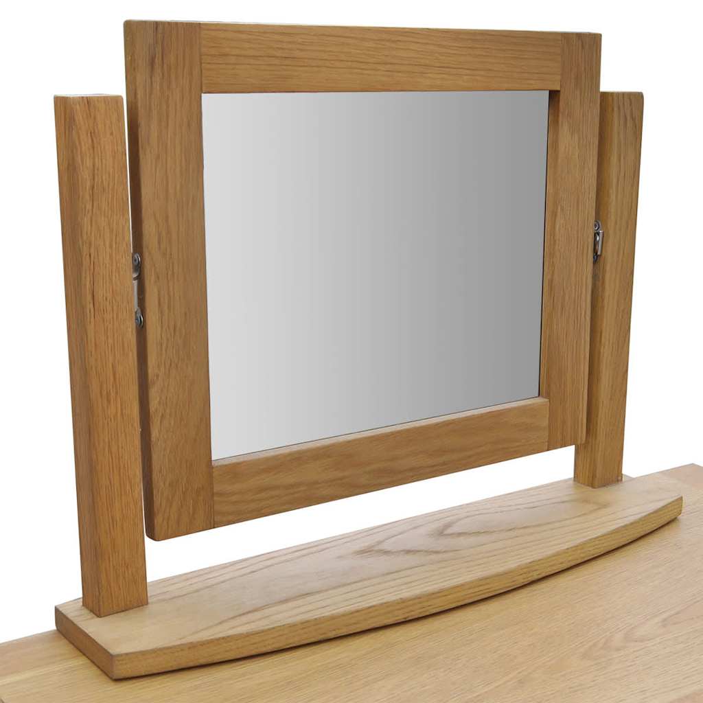 242742 vidaXL Dressing Table with Stool Solid Oak Wood 3