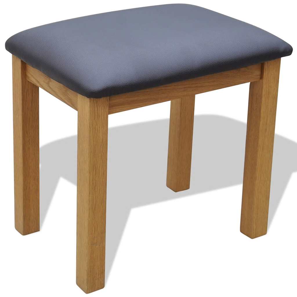 242742 vidaXL Dressing Table with Stool Solid Oak Wood 4