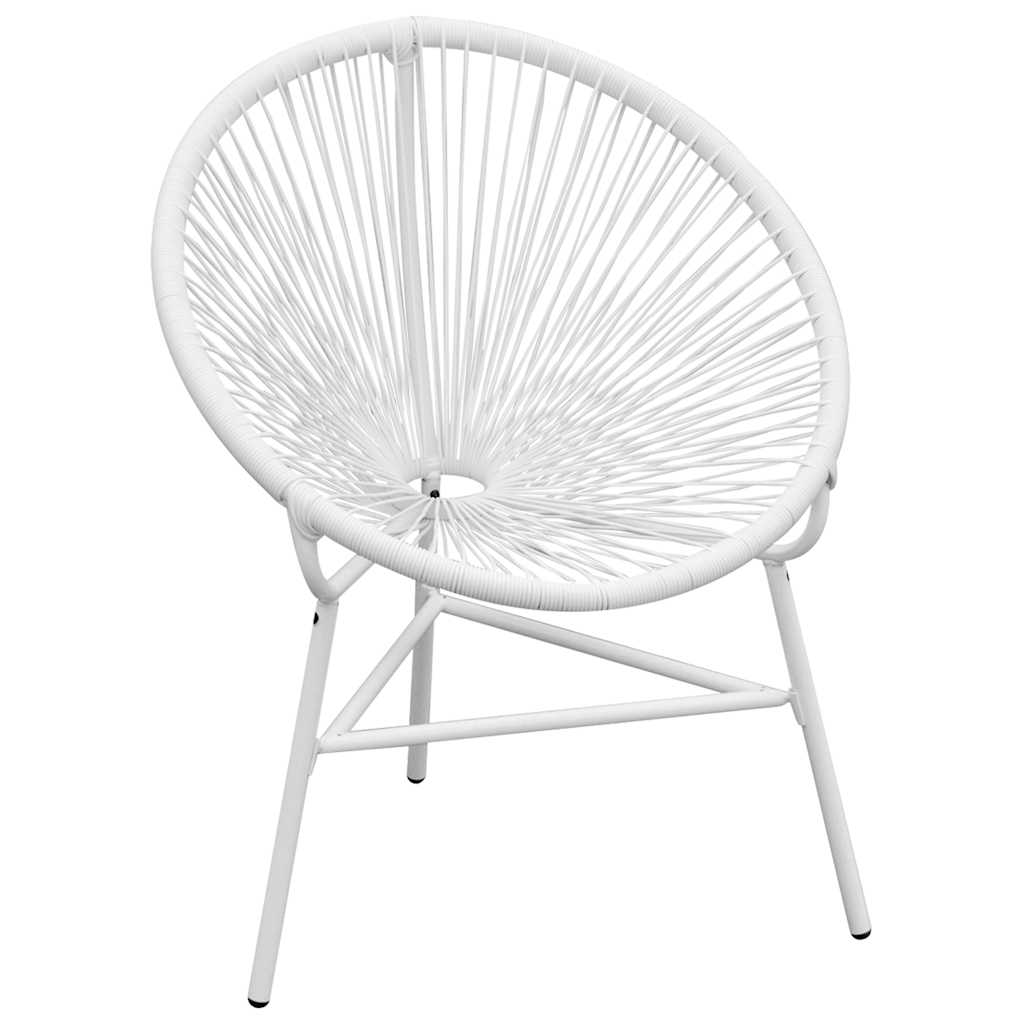 vidaXL Garden String Moon Chair Poly Rattan White 1