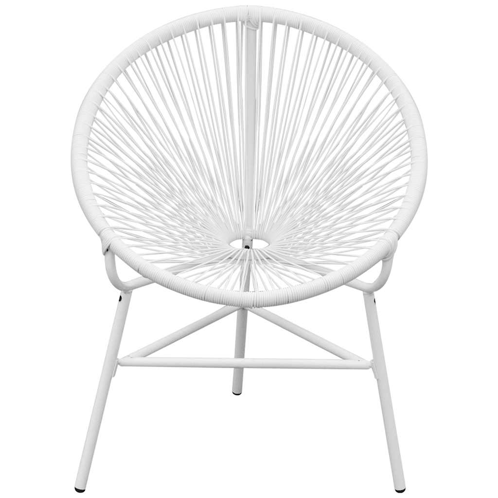 vidaXL Garden String Moon Chair Poly Rattan White 2