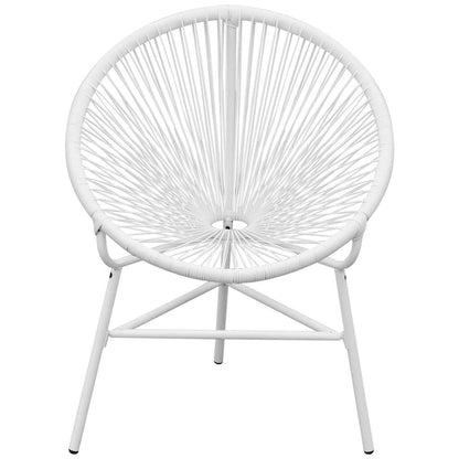 vidaXL Garden String Moon Chair Poly Rattan White 2