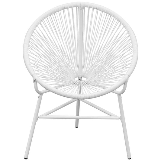 vidaXL Garden String Moon Chair Poly Rattan White 2