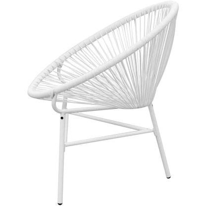vidaXL Garden String Moon Chair Poly Rattan White 3