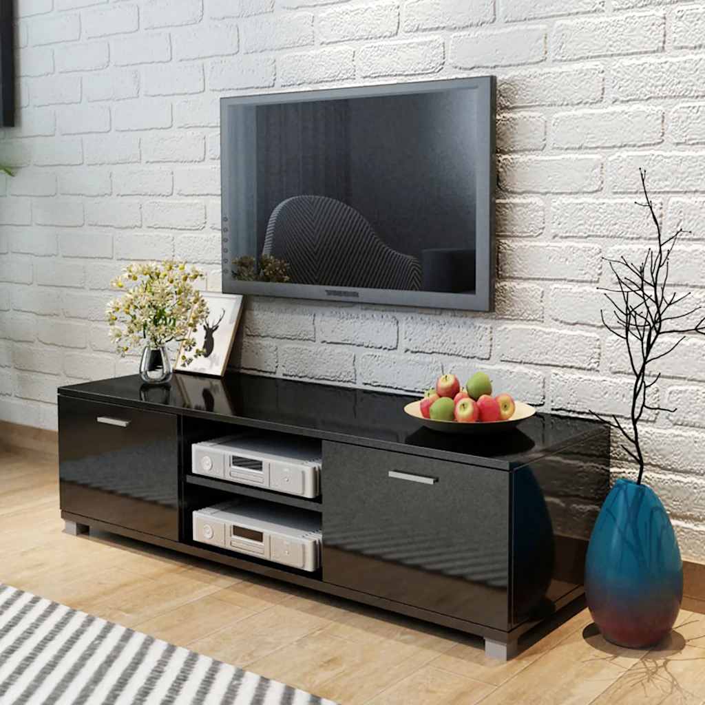 TV Cabinet 120x40,5x35 cm Engineered Wood High gloss black 140 cm