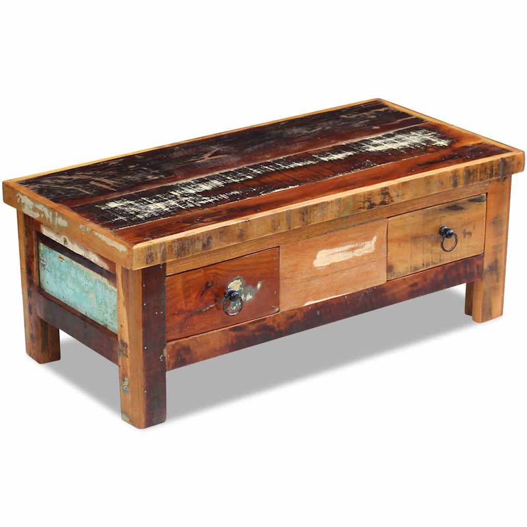 243321 vidaXL Coffee Table Drawers Solid Reclaimed Wood 90x45x35 cm 3