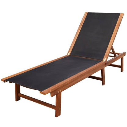 vidaXL Sun Loungers 2 pcs with Table Solid Acacia Wood and Textilene 2
