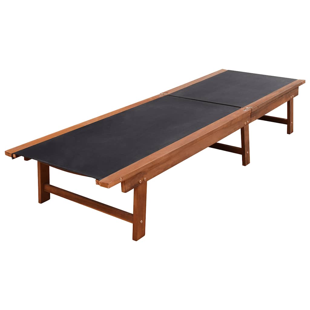 vidaXL Sun Loungers 2 pcs with Table Solid Acacia Wood and Textilene 3