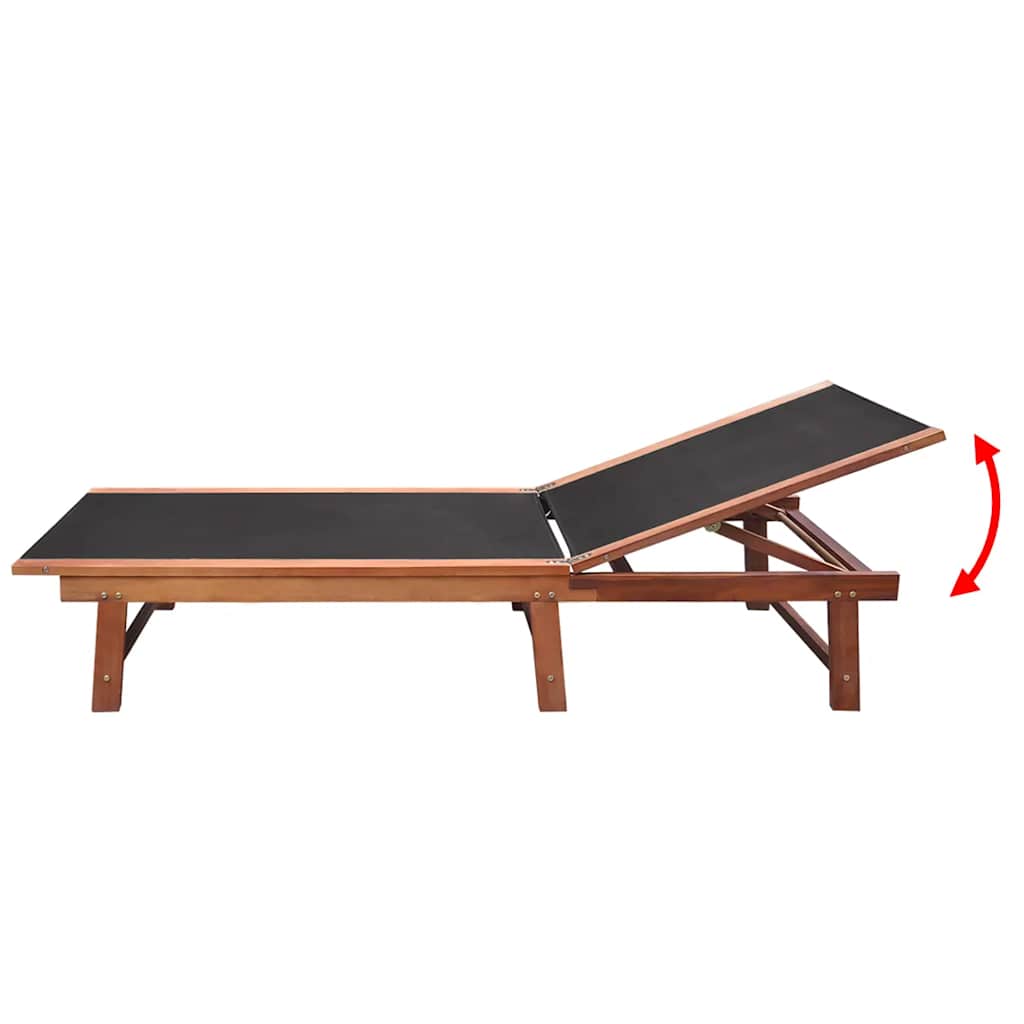 vidaXL Sun Loungers 2 pcs with Table Solid Acacia Wood and Textilene 5