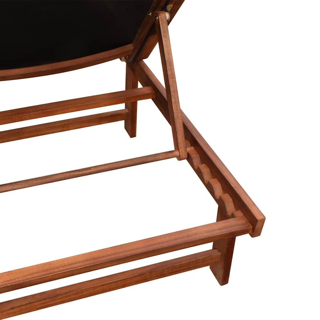 vidaXL Sun Loungers 2 pcs with Table Solid Acacia Wood and Textilene 6