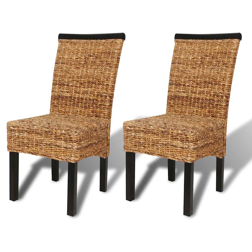 vidaXL Dining Chairs 2 pcs Abaca and Solid Mango Wood 2