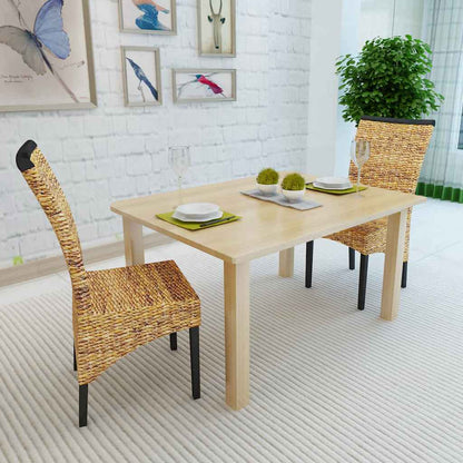 vidaXL Dining Chairs 2 pcs Abaca and Solid Mango Wood 3