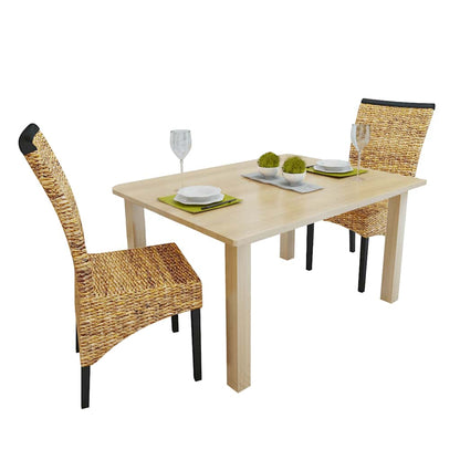 vidaXL Dining Chairs 2 pcs Abaca and Solid Mango Wood 1