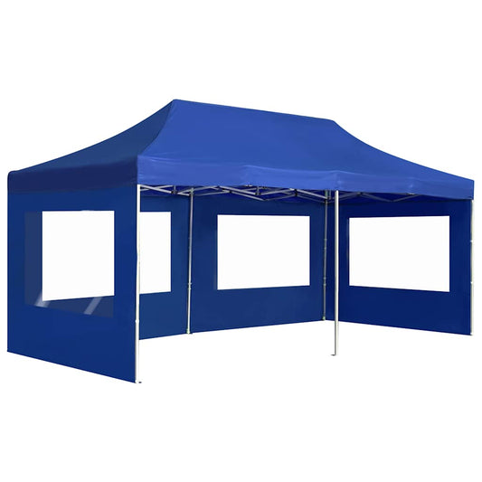 Professional Folding Party Tent with Walls Aluminium Blue 6 x 3 m