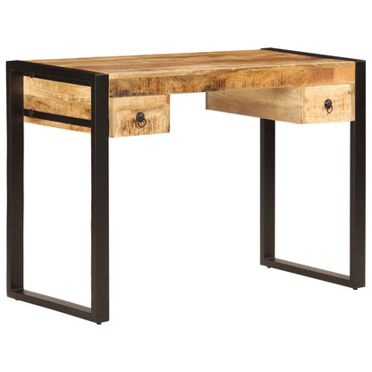 247400 vidaXL Desk with 2 Drawers 110x50x77 cm Solid Mango Wood 6