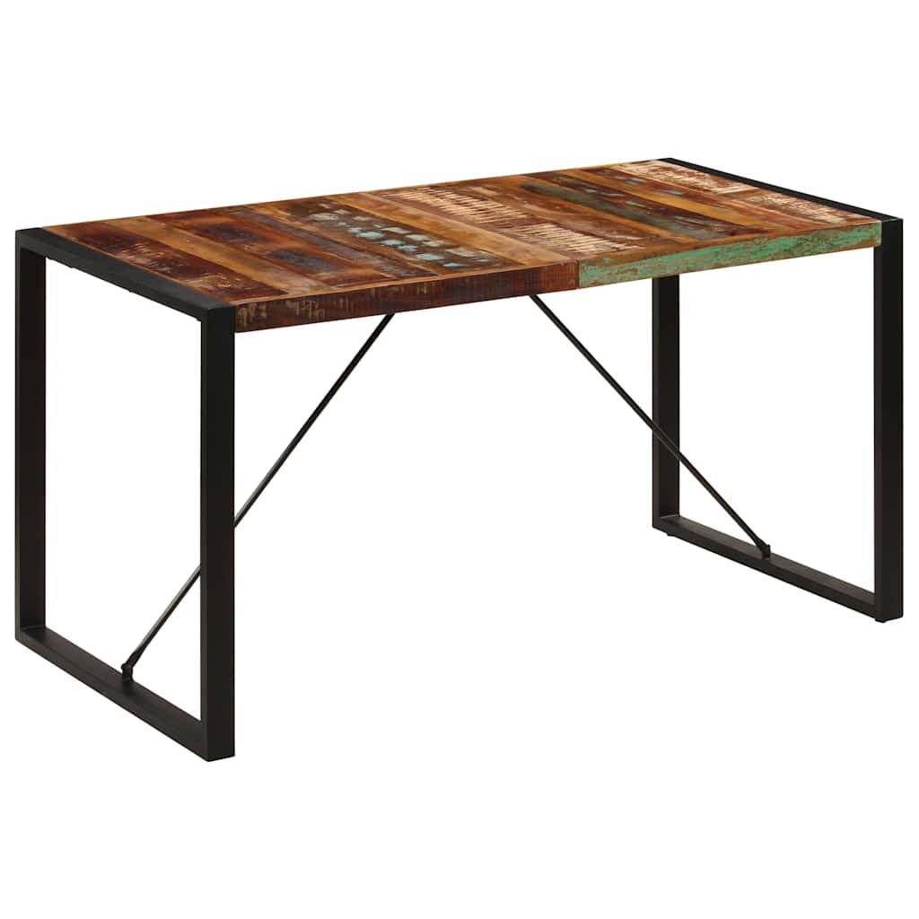 Dining Table Black Height 75 cm 140 cm 70 cm Solid reclaimed wood