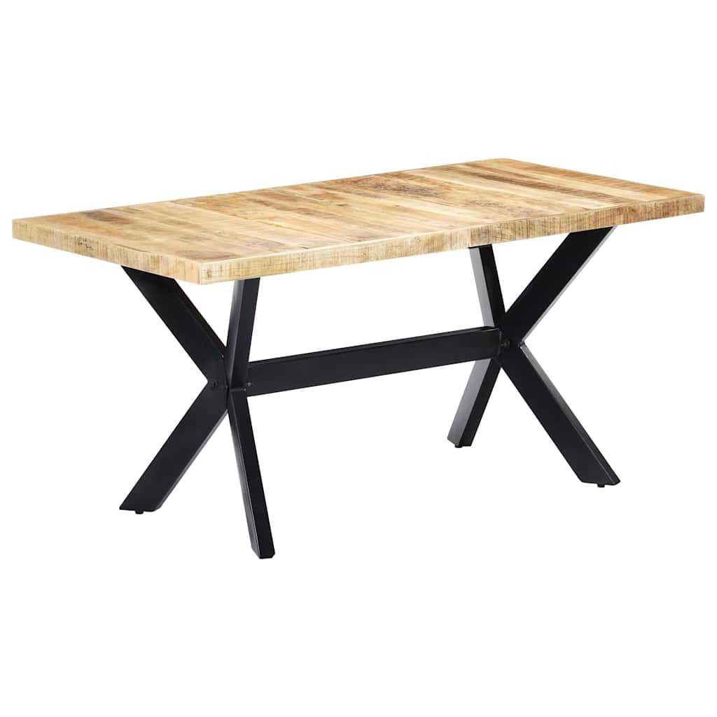 247433 vidaXL Dining Table 160x80x75 cm Solid Rough Mango Wood 1
