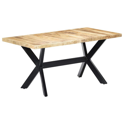 247433 vidaXL Dining Table 160x80x75 cm Solid Rough Mango Wood 1