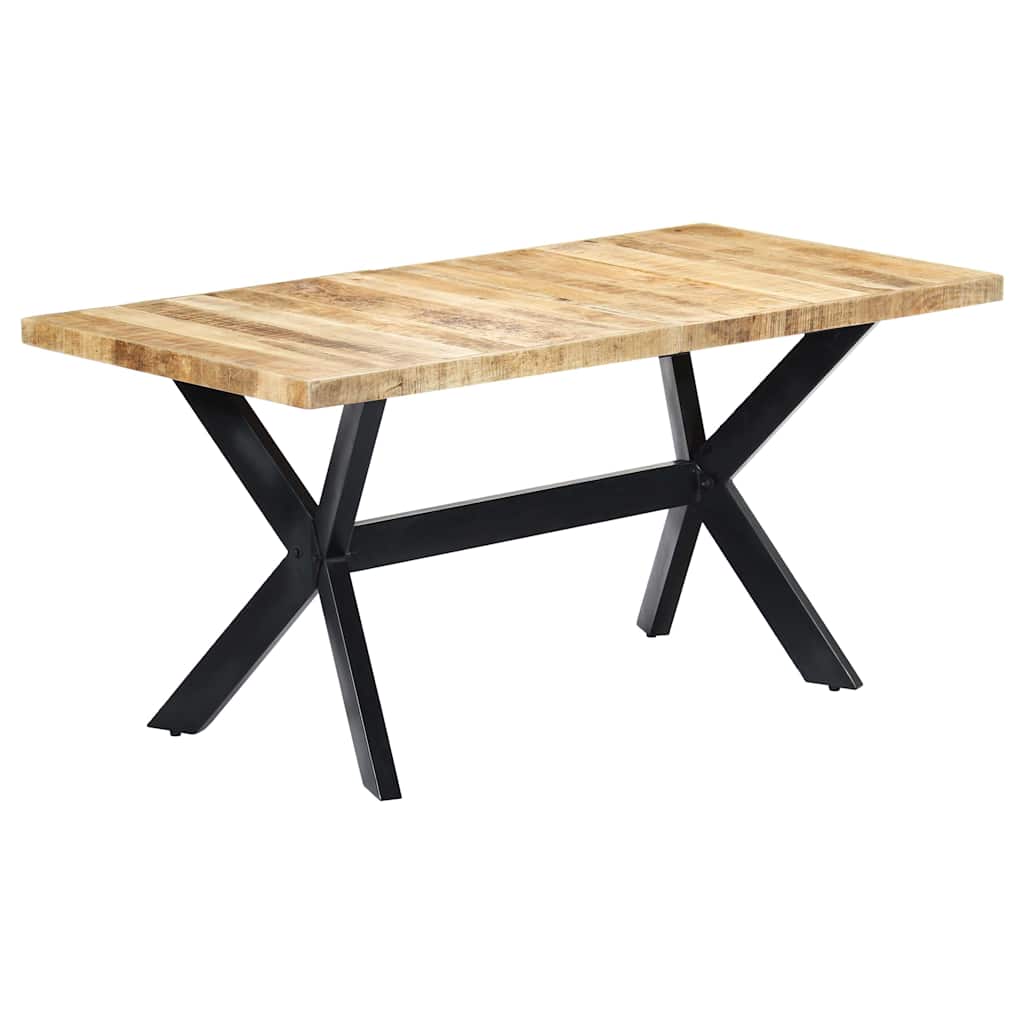 247433 vidaXL Dining Table 160x80x75 cm Solid Rough Mango Wood 6