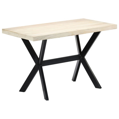 vidaXL Dining Table | White and black | Solid mango wood, steel | 120x60x75 cm 1
