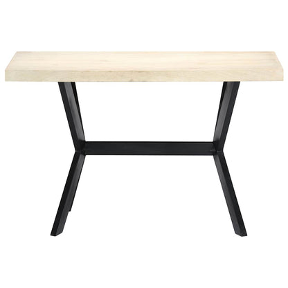 vidaXL Dining Table | White and black | Solid mango wood, steel | 120x60x75 cm 2