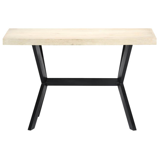 vidaXL Dining Table | White and black | Solid mango wood, steel | 120x60x75 cm 2
