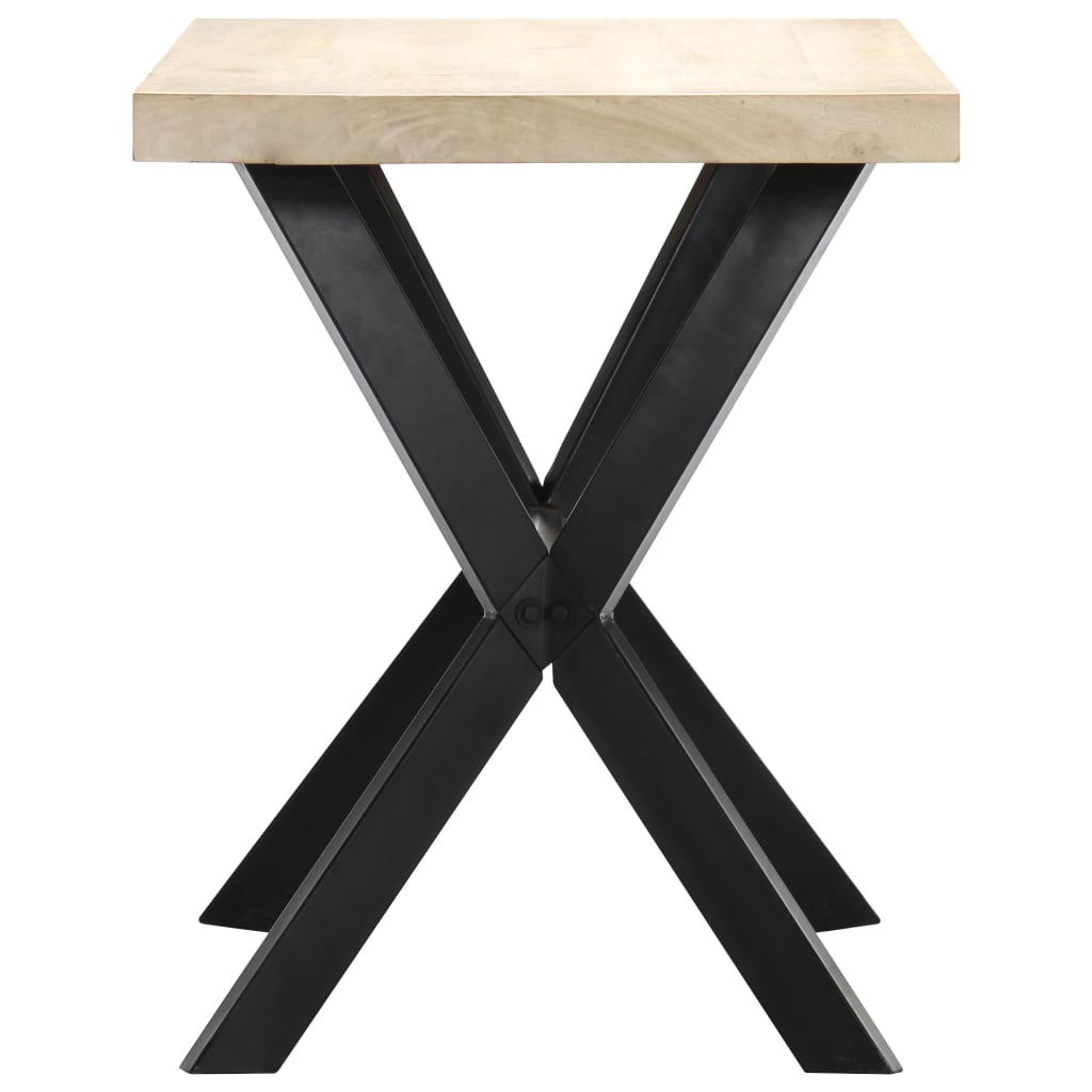 vidaXL Dining Table | White and black | Solid mango wood, steel | 120x60x75 cm 3