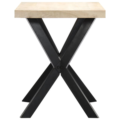 vidaXL Dining Table | White and black | Solid mango wood, steel | 120x60x75 cm 3